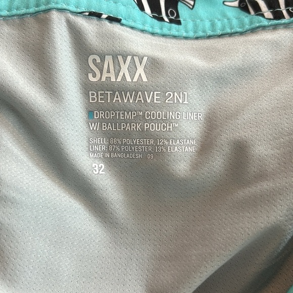 Saxx BETAWAVE 19” 2N1 DropTemp Cooling Liner Ballpark Pouch Swim Trunks NWT - Picture 9 of 10